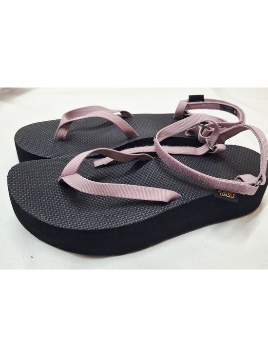 Teva Shoes - Teva Womens Black & Pink Platform Sandals Size 10 Adjustable Straps Recycled Mat